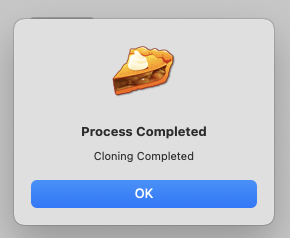 ApplePi Baker ist fertig mit dem erstellen des Images