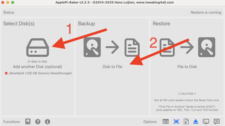 Apple Pi Baker Image oder Backup erstellen